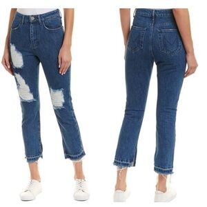 Mumu Blue Brooklyn Sapphire High-Rise Straight Leg Size 26